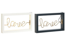 DKD Home Decor Decoración Luminosa de Madera LOVE Surtido 2 Unidades