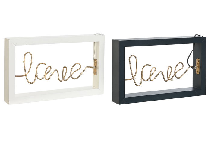 DKD Home Decor Decoración Luminosa Blanco Azul Marino Madera Metal 25 x 15 x 3.5 cm (4 Unidades)
