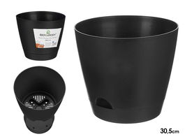 Ibergarden Maceta Diámetro 30.5 cm Alto 26.5 cm Color Negro Plástico (Set de 12)