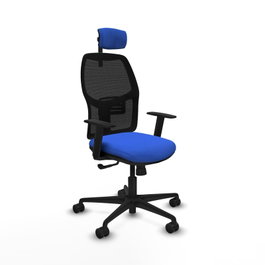 PIQUERAS Y CRESPO Silla de oficina Alfera con mecanismo Sincro, Azul y Negro
