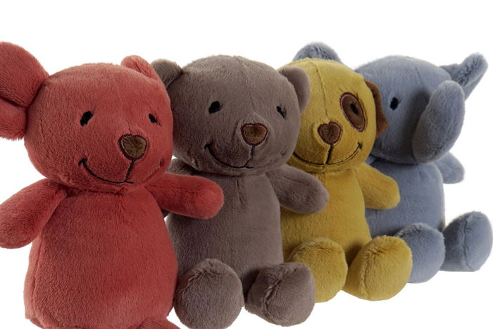 DKD Home Decor Peluche Infantil Terracota Mostaza Animales 12 x 15 x 15 cm (12 Unidades)