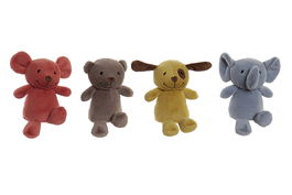 DKD Home Decor Peluche Infantil Terracota Mostaza Animales 12 x 15 x 15 cm (12 Unidades)