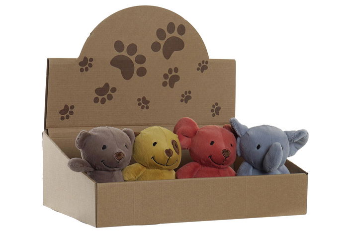 DKD Home Decor Peluche Infantil Terracota Mostaza Animales 12 x 15 x 15 cm (12 Unidades)