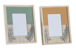 DKD Home Decor Marco de Fotos Relaxing Scandi Verde Terracota 3 x 24 x 19 cm (4 Unidades) Madera Cristal