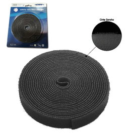 SIFER Cinta Velcro Adhesiva Macho/Gancho Negro 6,5mx20mm Blister