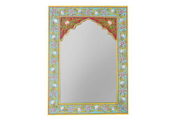 DKD Home Decor Espejo Folk Multicolor Pintado a Mano Estilo Indio 56 x 41 x 2 cm