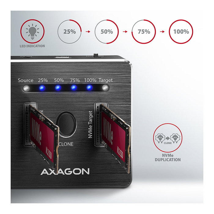 Axagon ADSA-M2C NVMe Clone Dual SSD Docking Station