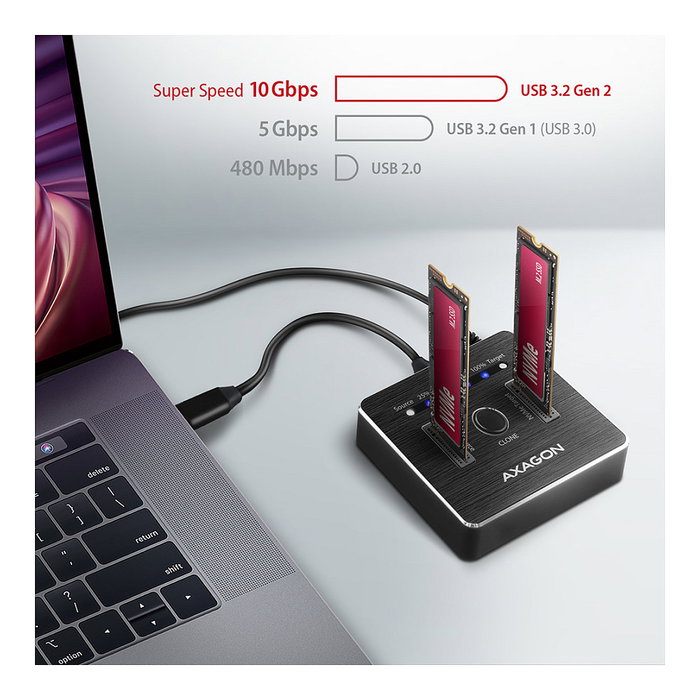Axagon ADSA-M2C NVMe Clone Dual SSD Docking Station