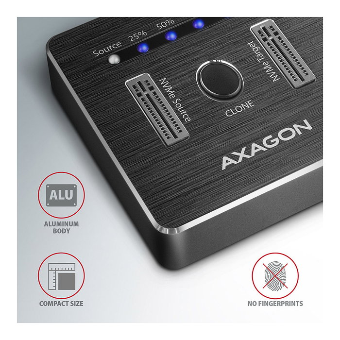 Axagon ADSA-M2C NVMe Clone Dual SSD Docking Station
