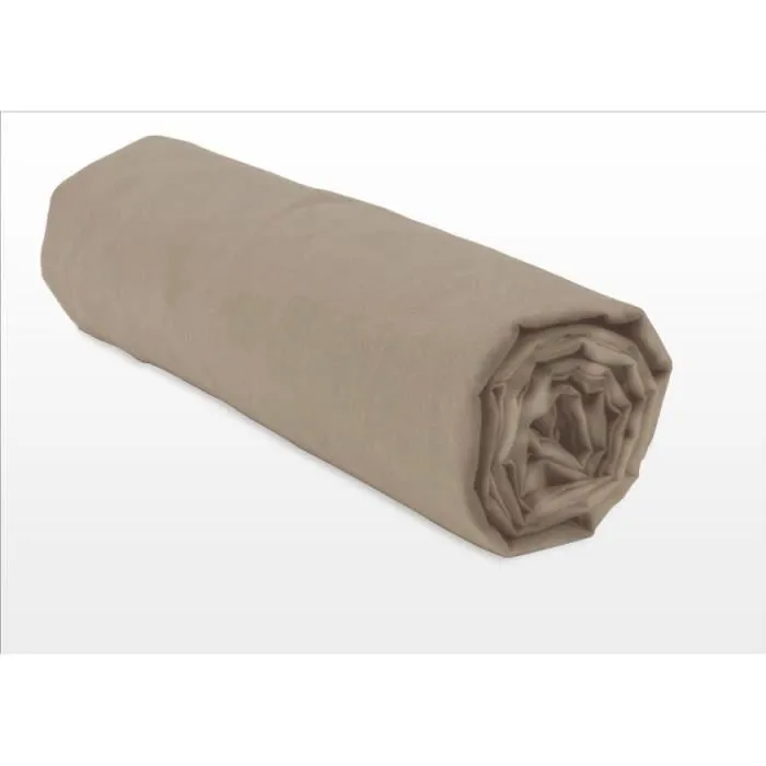 Home Linge Passion HP72126 Sábana Bajera Ajustable Microfibra 82 g 160 x 200 cm Bolsillo 30 cm Beige