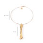 Shabama Collar Been, Rigido, Bañado en Oro Brillante, 13 cm, Colección África - Collar de Latón con Colgante en Forma de Hueso para Mujer