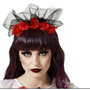 Diadema Catrina con Rosas Rojas y Velo Negro para Mujer Adulto