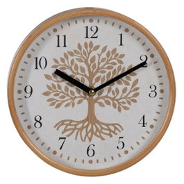 Ixia Reloj Blanco-Natural Madera y Cristal 22 x 22 x 4,50 cm