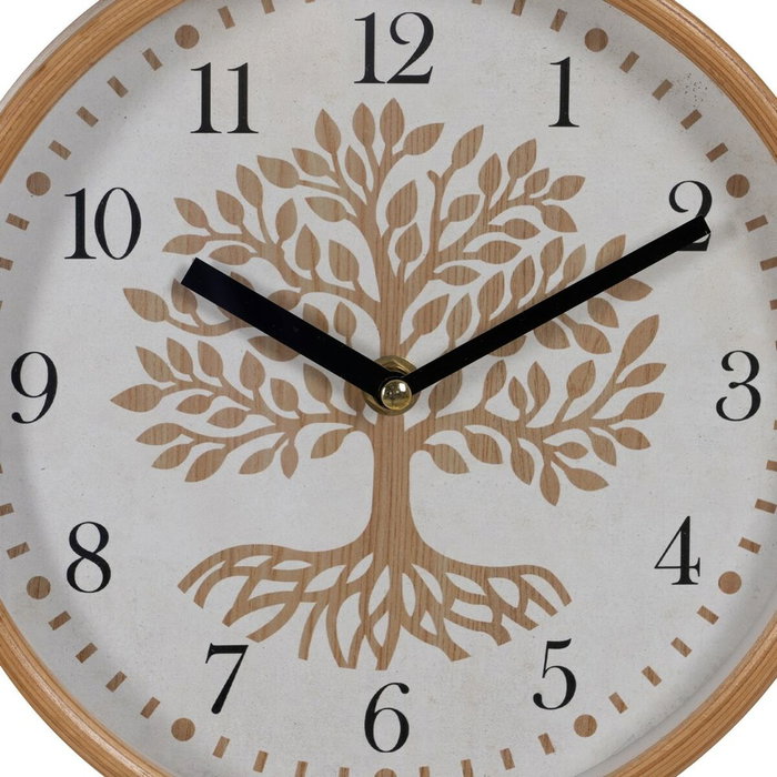 Ixia Reloj Blanco-Natural Madera y Cristal 22 x 22 x 4,50 cm