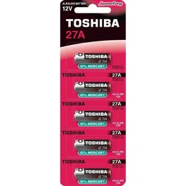 Toshiba Pack de 5 Pilas Alcalinas Botón 12V 27A para Mandos, Cámaras, Juguetes - 27A