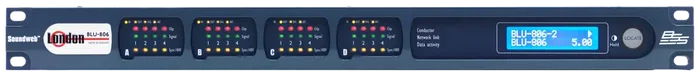 BSS Procesador de Señal BLU-806 con Dante y Blu Link, 12 Entradas de Control, 6 Salidas Lógicas, AES67