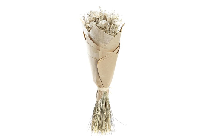 DKD Home Decor Ramo de Flores Secas Sola Beli Natural y Blanco