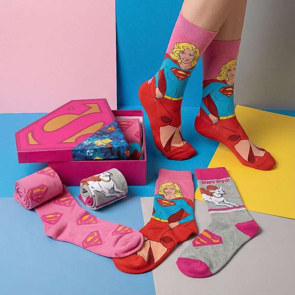 Cerdá Pack de 3 Calcetines DC Comics Superman y Supergirl Talla 36-43