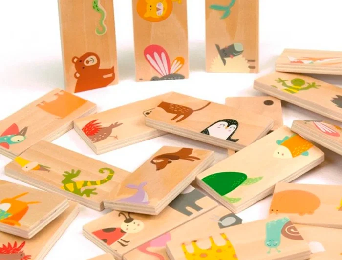 Andreutoys Puzzle Dominó Animales Madera 28 Piezas