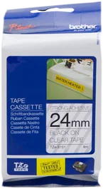 Brother TZe-S151 Cinta mecanográfica Negro sobre transparente 24 mm x 8 m laminado