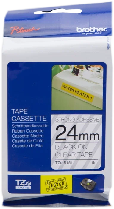 Brother TZe-S151 Cinta mecanográfica Negro sobre transparente 24 mm x 8 m laminado Brother TZe-S151 Cinta mecanográfica Negro sobre transparente 24 mm x 8 m laminado