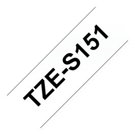 Brother TZE-S151 Cinta de Etiquetas TZE (TZ), 24mm x 8m, Negro sobre Transparente, para P-Touch