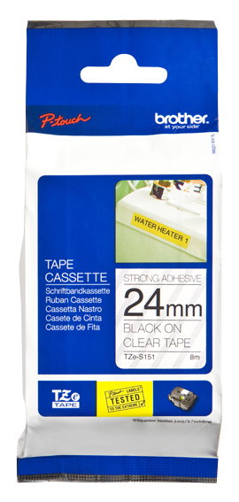 Brother TZe-S151 Cinta laminada de 24 mm x 8 m Negro sobre transparente