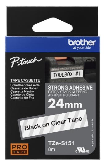 Brother TZe-S151 Cinta laminada de 24 mm x 8 m Negro sobre transparente