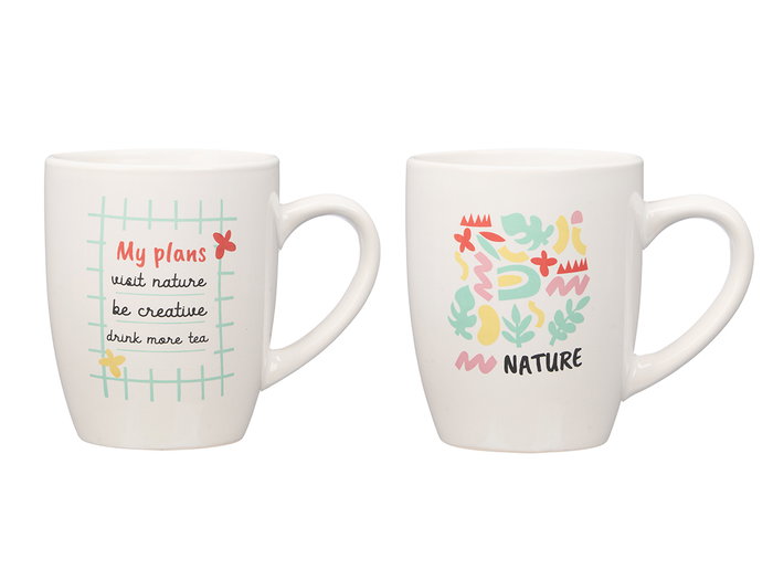 Vessia Taza Porcelana Nature con Tapa y Filtro, Blanco, 340 ml, Surtida, 12 x 10 x 8 cm (Set de 24)