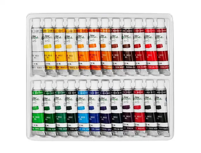 Liderpapel Pintura al Óleo Caja de 24 Tubos de 12 ml Colores Surtidos
