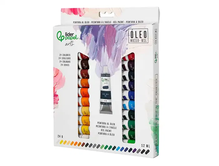 Liderpapel Pintura al Óleo Caja de 24 Tubos de 12 ml Colores Surtidos