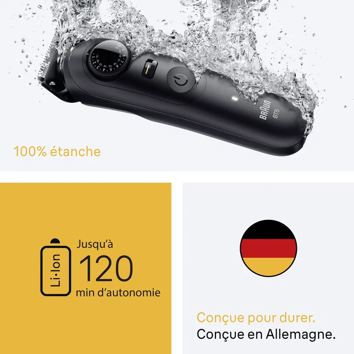 Braun Serie 5 Afeitadora Eléctrica BT5500 Negra, 120 min Batería, Resistente al Agua