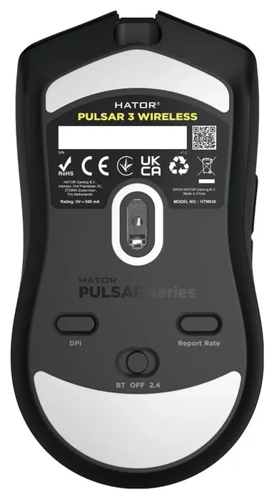 Hator Pulsar 3 Wireless HTM630 Ratón inalámbrico para gaming, negro, 12000 DPI, RGB, recargable