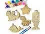 Wondee Kit para Colorear Figuras de Madera Sostenible para Niños con 12 Colores Vibrantes y 2 Brochas