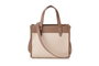 Vince Camuto Cortona Bolso tote de piel de polivinilo en crema y visón, Elegante y sofisticado accesorio de moda para mujer