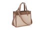 Vince Camuto Cortona Bolso tote de piel de polivinilo en crema y visón, Elegante y sofisticado accesorio de moda para mujer