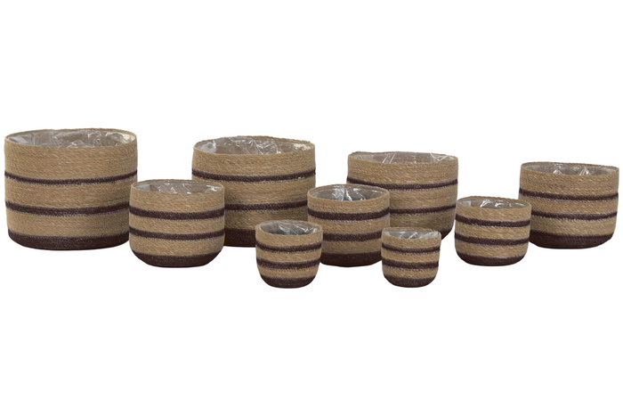 DKD Home Decor Set de 9 Maceteros de Seagrass Natural