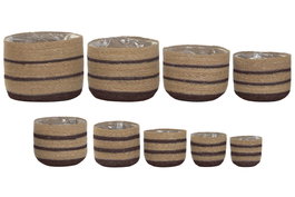DKD Home Decor Set de 9 Maceteros de Seagrass Natural