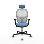 PIQUERAS Y CRESPO Silla de oficina Jorquera con mecanismo Sincro/Traslack Azul cielo y Blanco