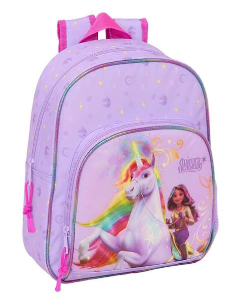 Safta Mochila Infantil Adaptable a Carro Unicorn Academy Color Multicolor con Ruedas 28x34x10 cm