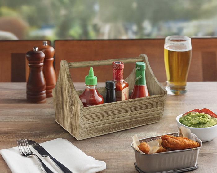 Inde Organizador de Madera para Salsas y Especias My Bar con Dimensiones 25.1 cm x 18.2 cm x 17.8 cm (6 Unidades)