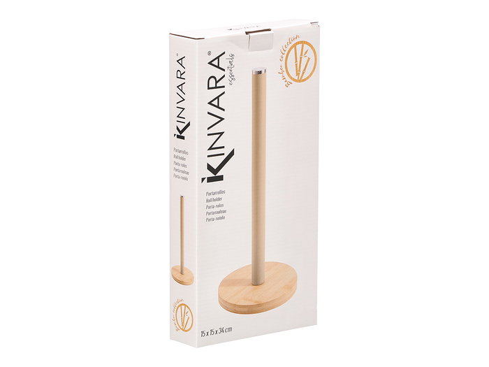 Kinvara Portarrollo Base Bambú y Hierro Beige 32.5x4x15 cm (Set de 12)