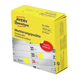AVERY Zweckform Etiquetas de identificación 3856 amarillas de 19,0 mm, 250 unidades