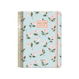 DOHE Agenda Anual 2027 Velvet Flores Jazmín con Espiral Oro