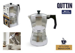 Inde Cafetera Italiana de Aluminio para Inducción, 6 Servicios (300ml) (6 Unidades)