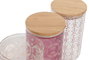 DKD Home Decor Bote de Borosilicato y Bambú Pixel Love 1L (Surtido de 3 unidades)