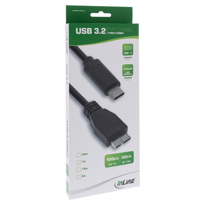 InLine 35726 Cable USB C a Micro-USB B, 0,5m, Negro
