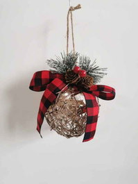 DKD Home Decor Bola de Decoración de Ratán Plateado Natural 10x10x10 cm