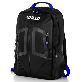 Sparco S016440NRAZ Mochila Negra-Azul para Eventos de Automovilismo, 15L, Poliéster 600D Resistente al Agua, Bolsillo para Portátil 15"