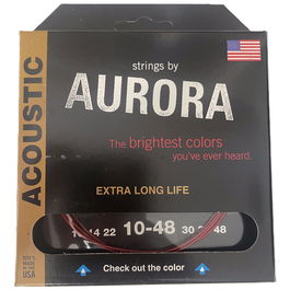 AURORA STRINGS Cuerdas Acústica Aurora Red 10-48 (Phos Bronze/Silver Phos Bronze) Tono Profundo Suave Antióxido Made in USA